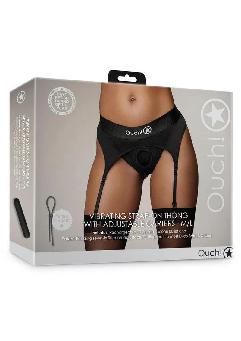 Vibrating Strap-On Thong with Adjustable Garters - Puppy's Aesthetics