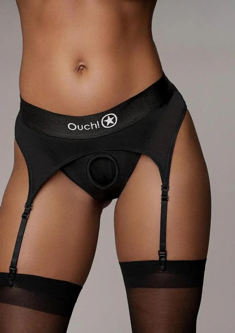 Vibrating Strap-On Thong with Adjustable Garters - Puppy's Aesthetics