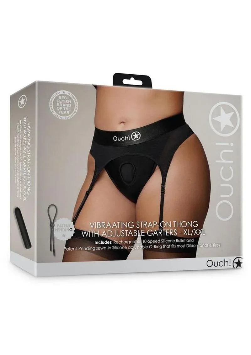 Vibrating Strap-On Thong with Adjustable Garters - Puppy's Aesthetics