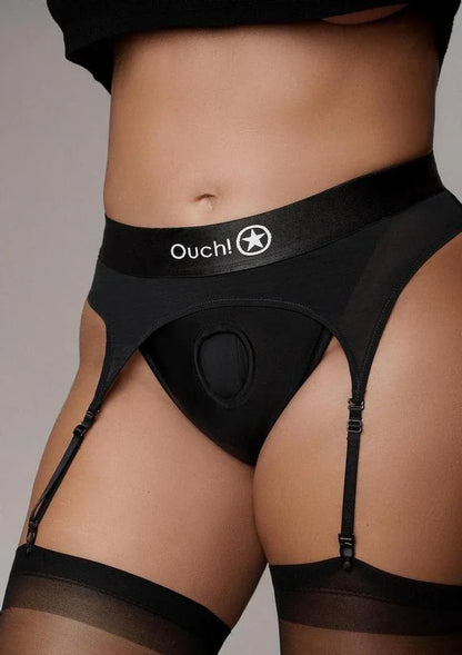 Vibrating Strap-On Thong with Adjustable Garters - Puppy's Aesthetics