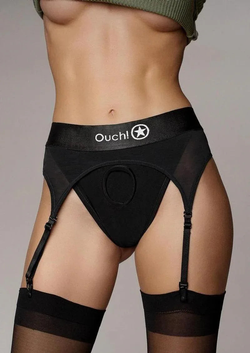 Vibrating Strap-On Thong with Adjustable Garters - Puppy's Aesthetics
