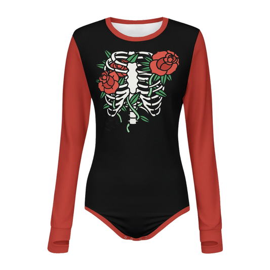 Roses Ribcage Long Sleeve CuddleSuit