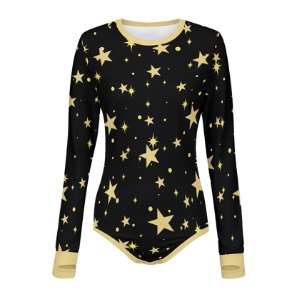 Golden Night Stars Long Sleeve CuddleSuit
