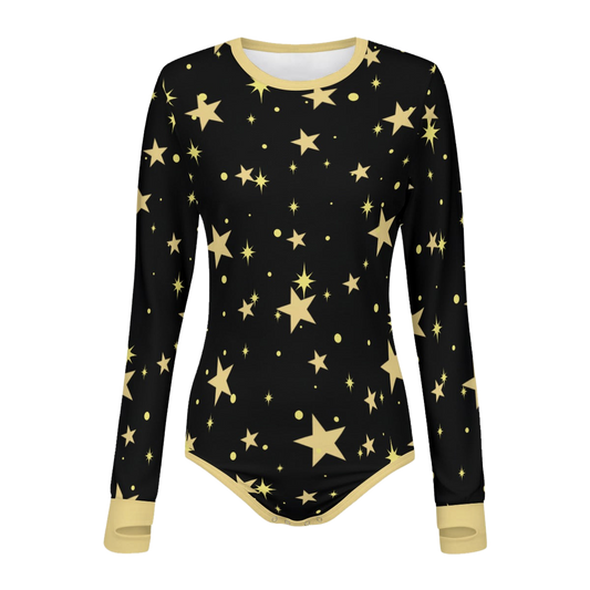 Golden Night Stars Long Sleeve CuddleSuit