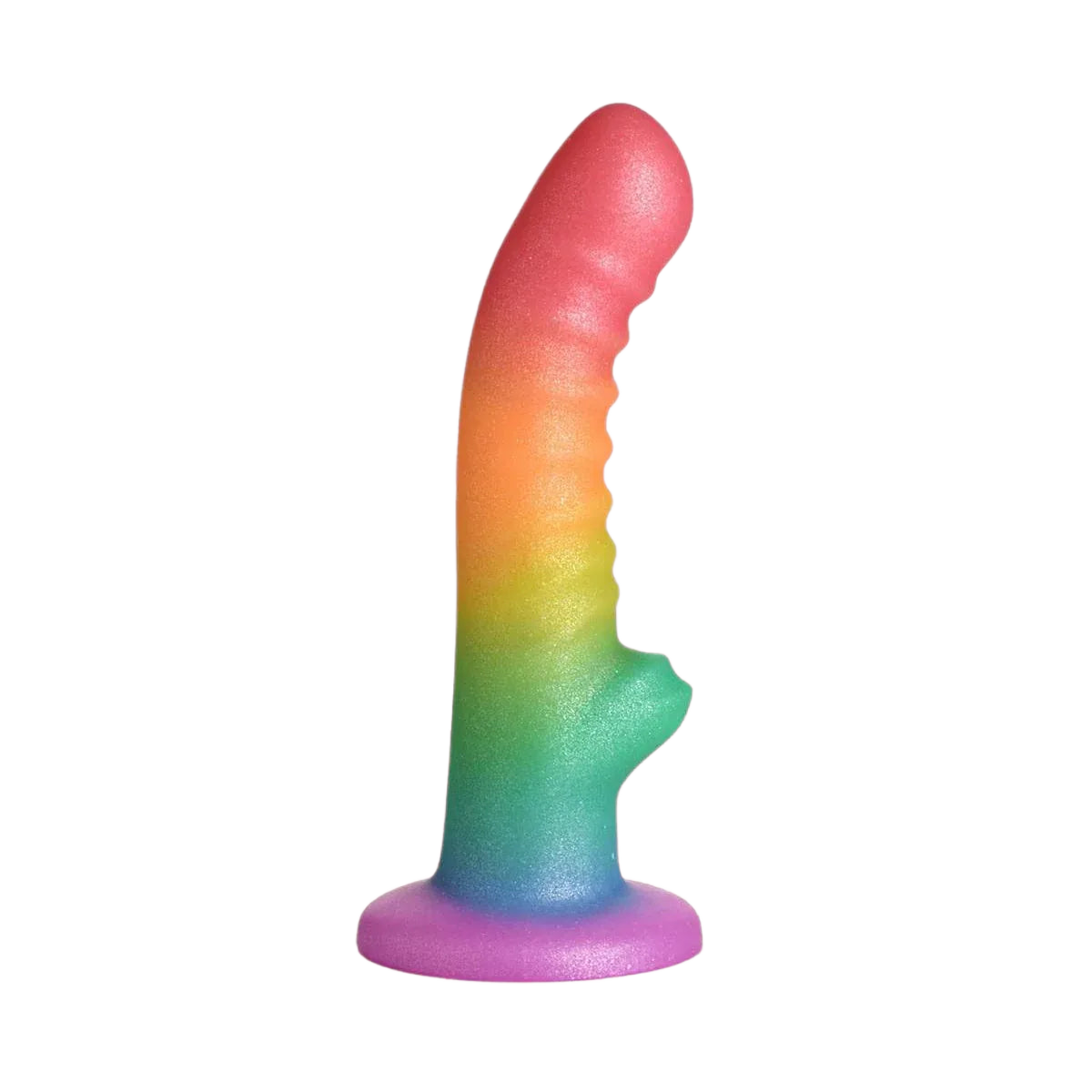 Simply Sweet Ribbed Silicone Rainbow Dildo - Puppy's Aesthetics