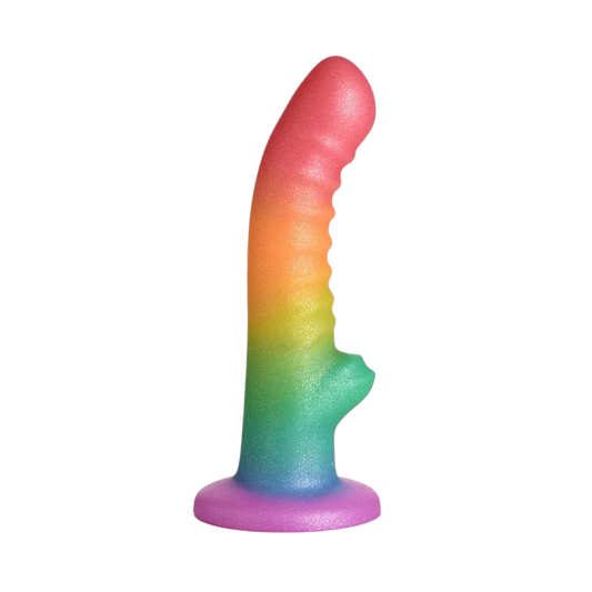 Simply Sweet Ribbed Silicone Rainbow Dildo - Puppy's Aesthetics