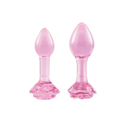 Pink Roses Glass Butt Plug Training Set - Puppy's Aesthetics