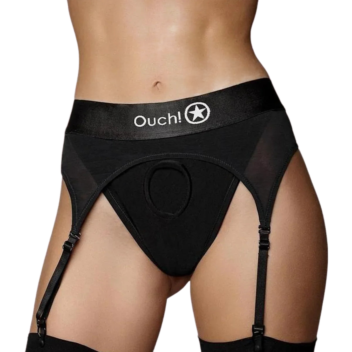 Vibrating Strap-On Thong with Adjustable Garters - Puppy's Aesthetics