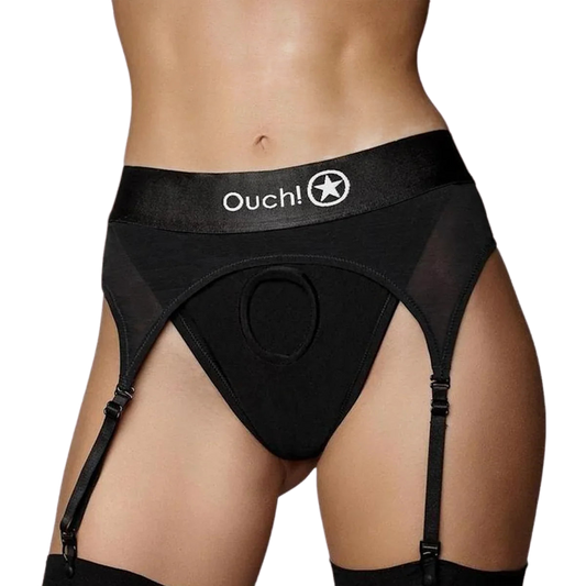 Vibrating Strap-On Thong with Adjustable Garters - Puppy's Aesthetics