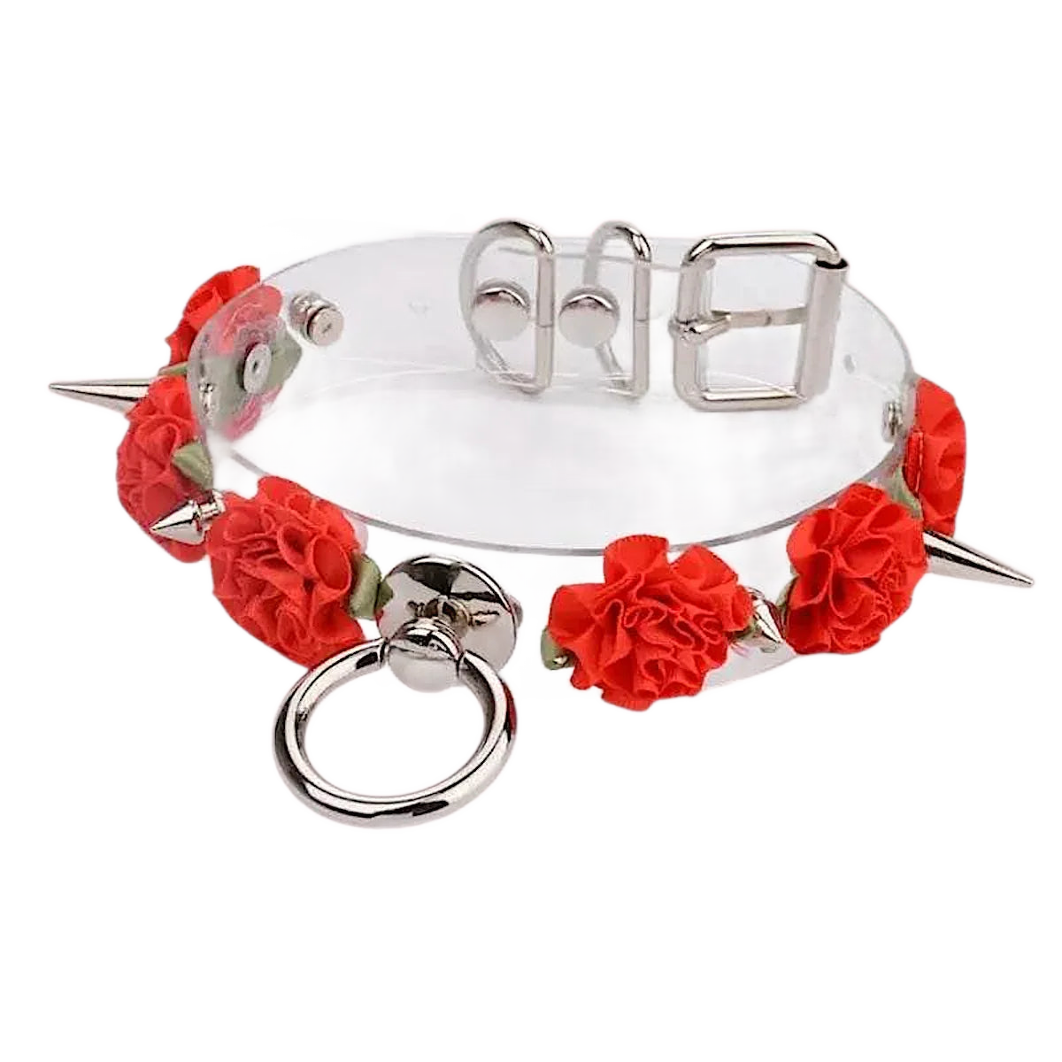 Clear Spiked Pastel Flower Collar - Puppy's Aesthetics
