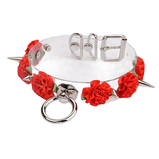 Clear Spiked Pastel Flower Collar - Puppy's Aesthetics