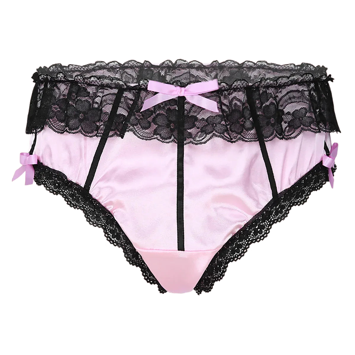 Sissy Underwear Shiny Satin Lace Ruffled Panties - Puppy's Aesthetics