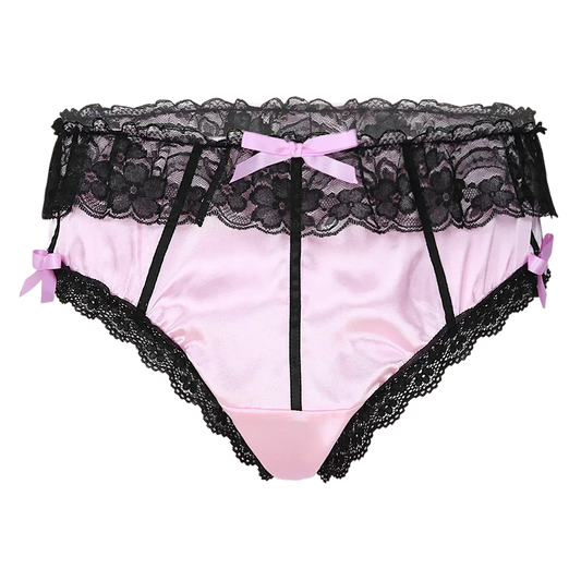 Sissy Underwear Shiny Satin Lace Ruffled Panties - Puppy's Aesthetics