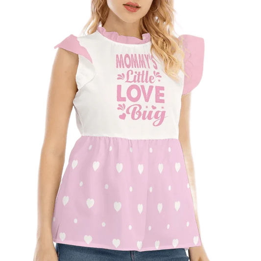 'Mommy's Little Love Bug' Pink Ruffle Blouse - Puppy's Aesthetics