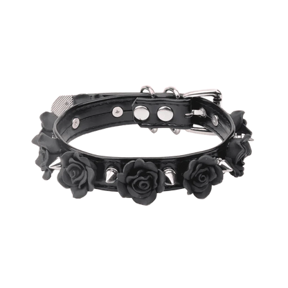 Black Rose Beautiful Spike Collar - Puppy's Aesthetics