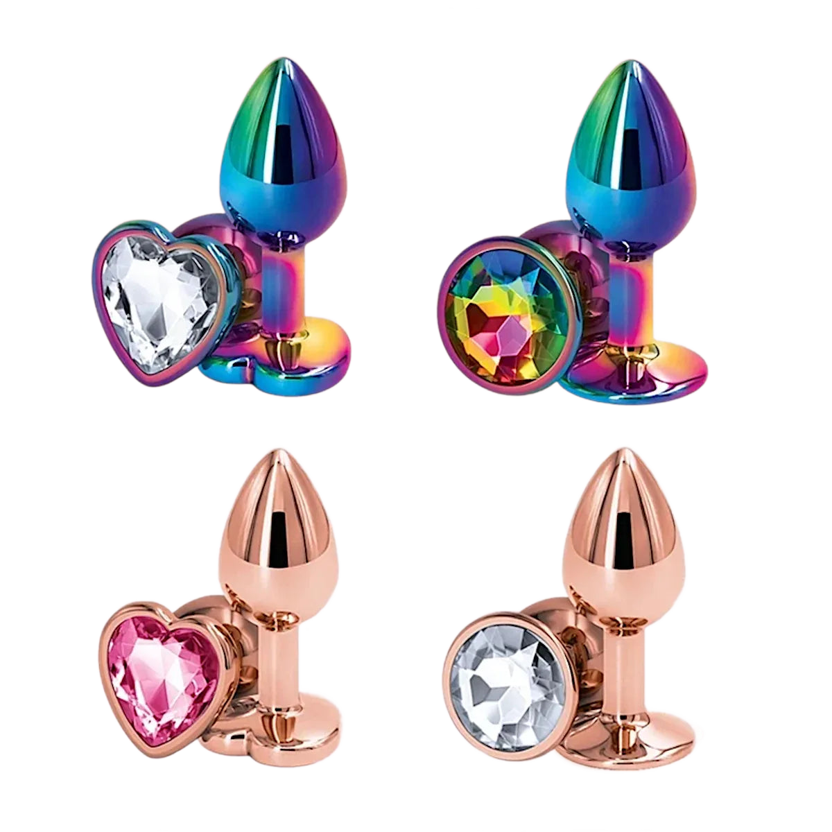 Heart-Shaped Crystal Metal Anal Set - Puppy's Aesthetics