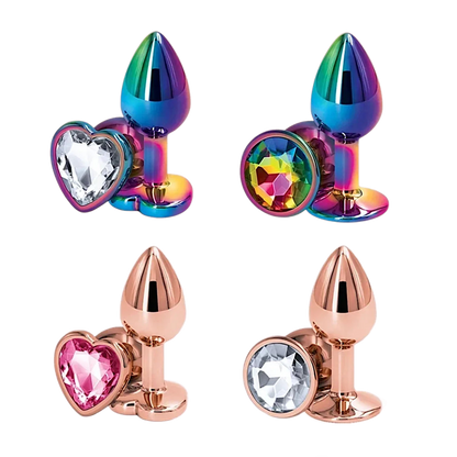 Heart-Shaped Crystal Metal Anal Set - Puppy's Aesthetics