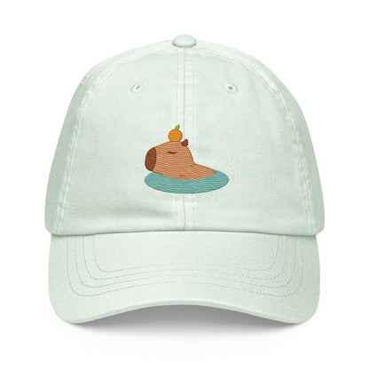 Happy Cappy Cap Cute Capybara Embroidered Pastel baseball hat