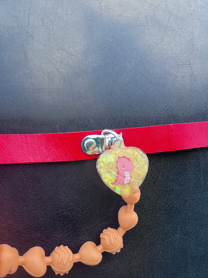 Adult Pacifier Dino Chewable Strap Collar