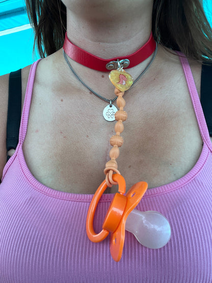 Adult Pacifier Dino Chewable Strap Collar