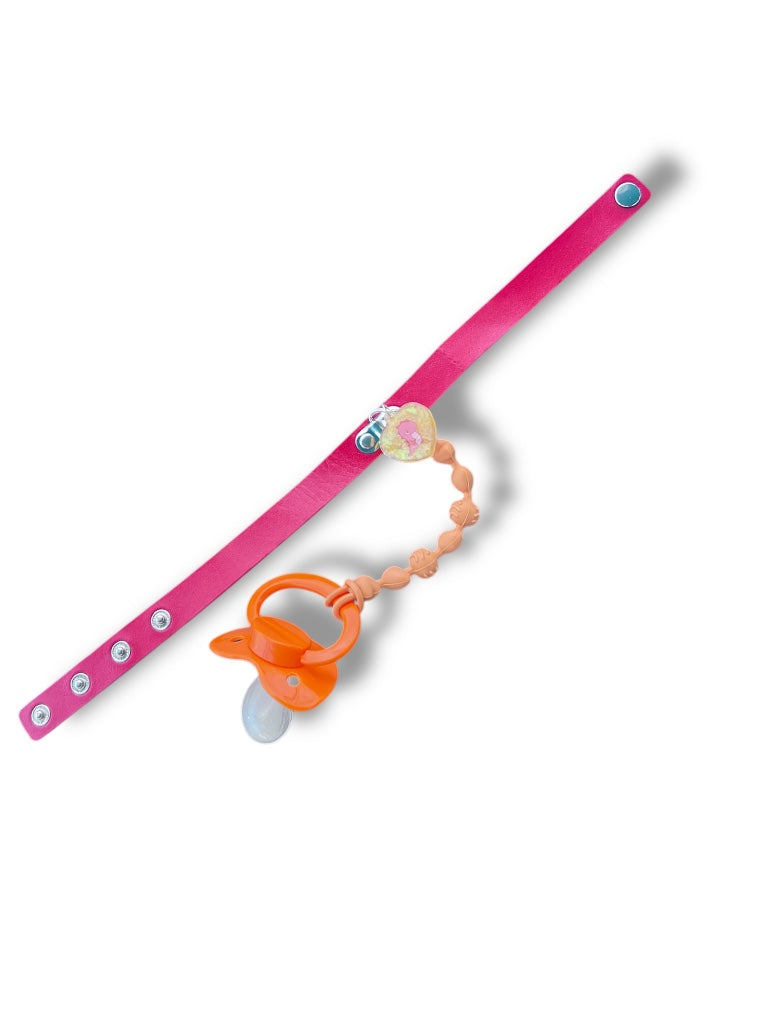 Adult Pacifier Dino Chewable Strap Collar
