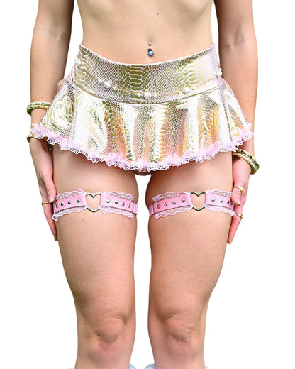 Pink Lace Leg Garters