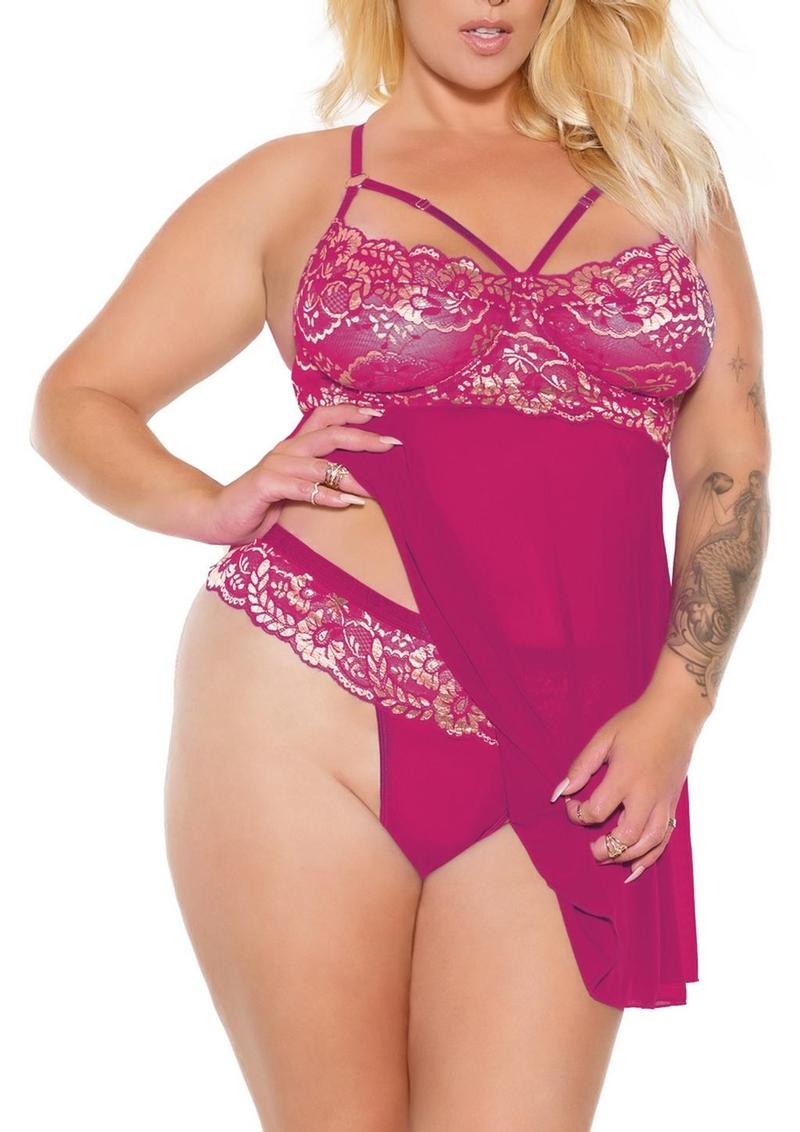 Pink Pussycat Babydoll Lingerie Set