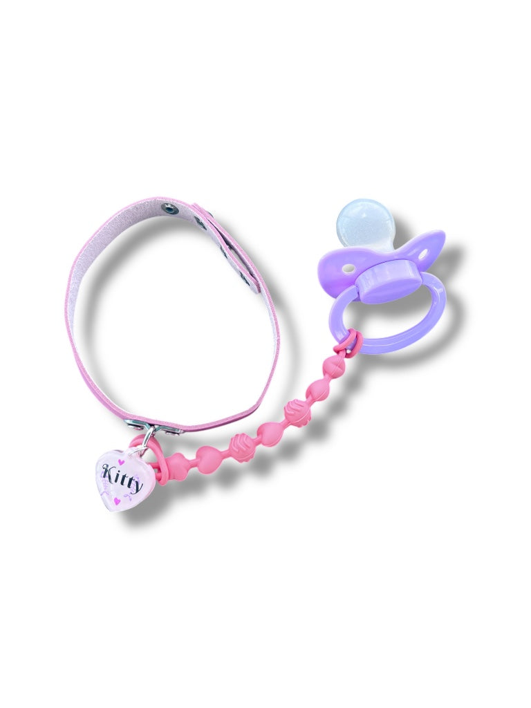 Adult Pacifier Kitty Pink Chewable Strap Collar