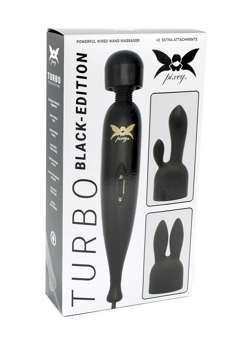 Pixey Turbo Black Edition Wand Massager (Attachments)