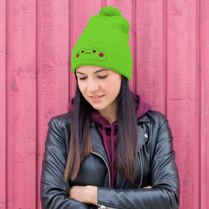 Kawaii Frog Pom-Pom Beanie