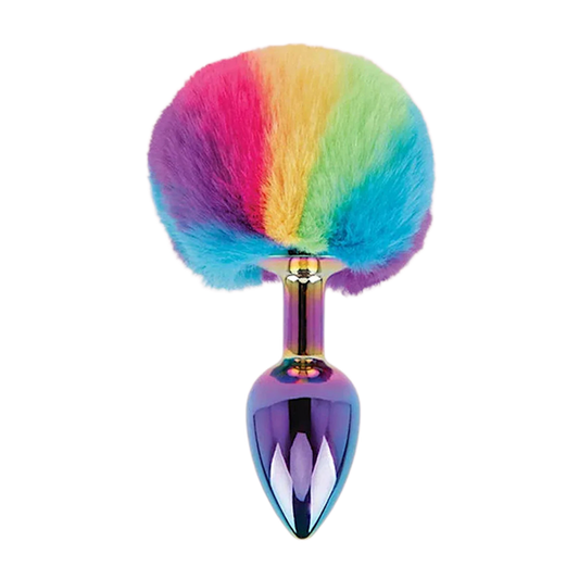 2.95" Bunny Tail Rainbow Butt Plug