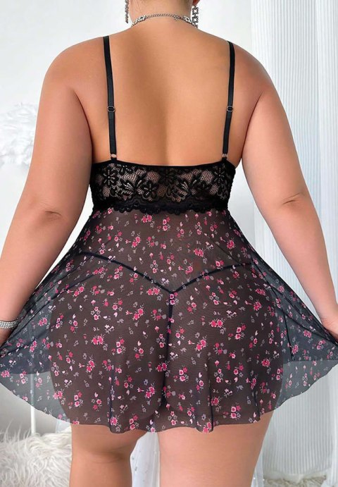 Noir Romance Babydoll Set (Plus Size)