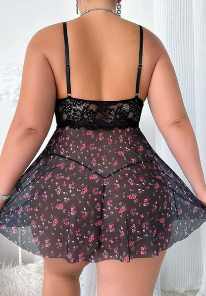 Noir Romance Babydoll Set (Plus Size)