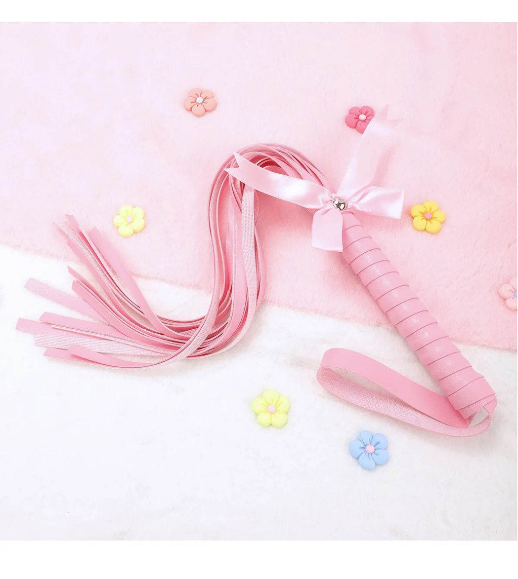 Kawaii Pink PU Leather Bow Flogger (Colors) - Puppy's Aesthetics