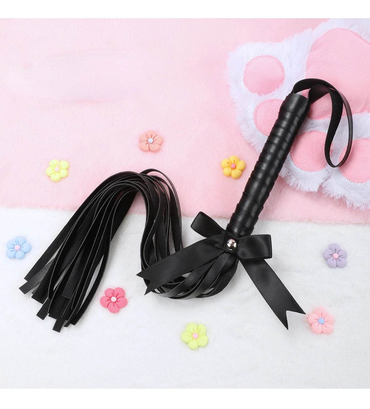 Kawaii Pink PU Leather Bow Flogger (Colors) - Puppy's Aesthetics