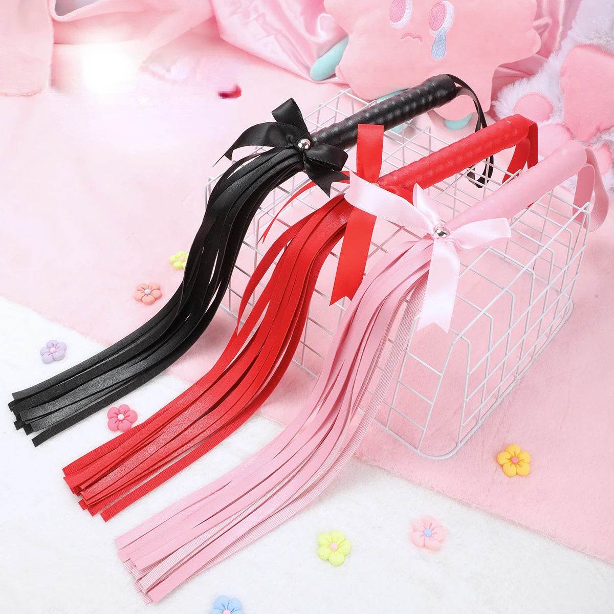 Kawaii Pink PU Leather Bow Flogger (Colors) - Puppy's Aesthetics