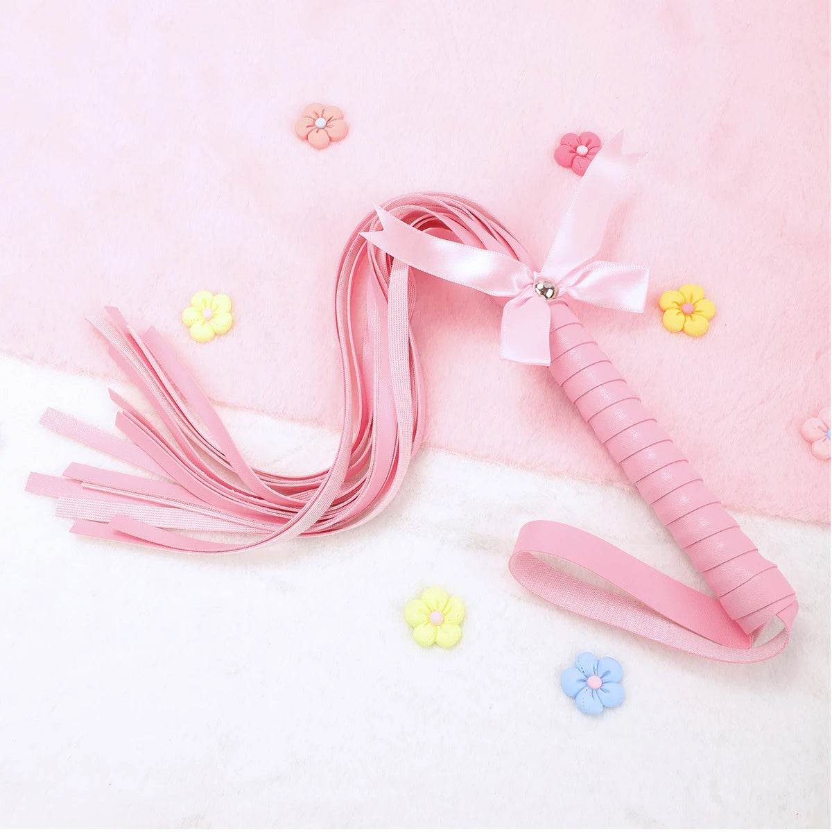 Kawaii Pink PU Leather Bow Flogger (Colors) - Puppy's Aesthetics