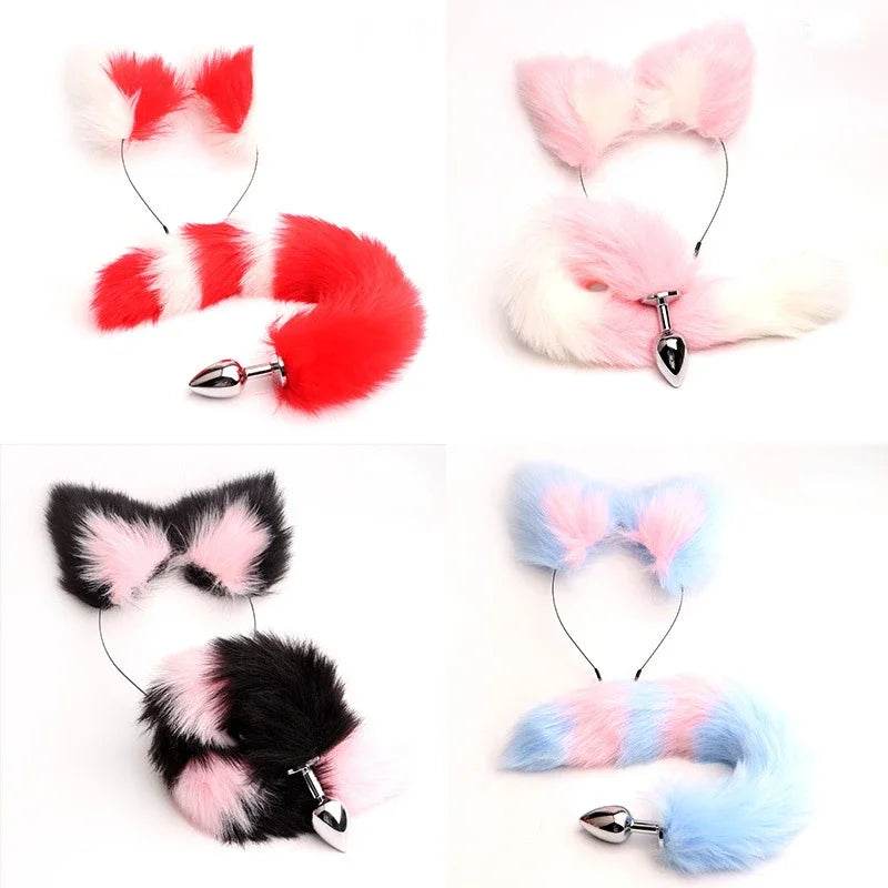 40cm Kawaii Plush Ears & Tail Set (Colors) - Puppy's Aesthetics