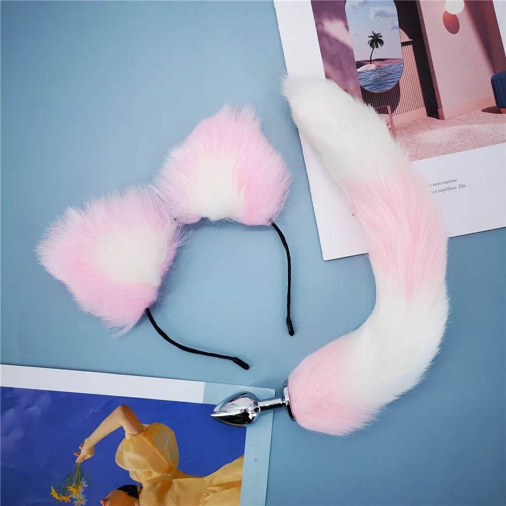 40cm Kawaii Plush Ears & Tail Set (Colors) - Puppy's Aesthetics