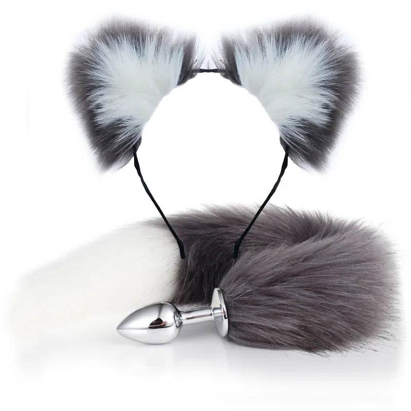 40cm Kawaii Plush Ears & Tail Set (Colors) - Puppy's Aesthetics
