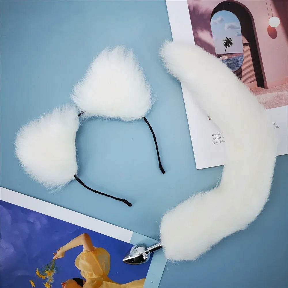 40cm Kawaii Plush Ears & Tail Set (Colors) - Puppy's Aesthetics