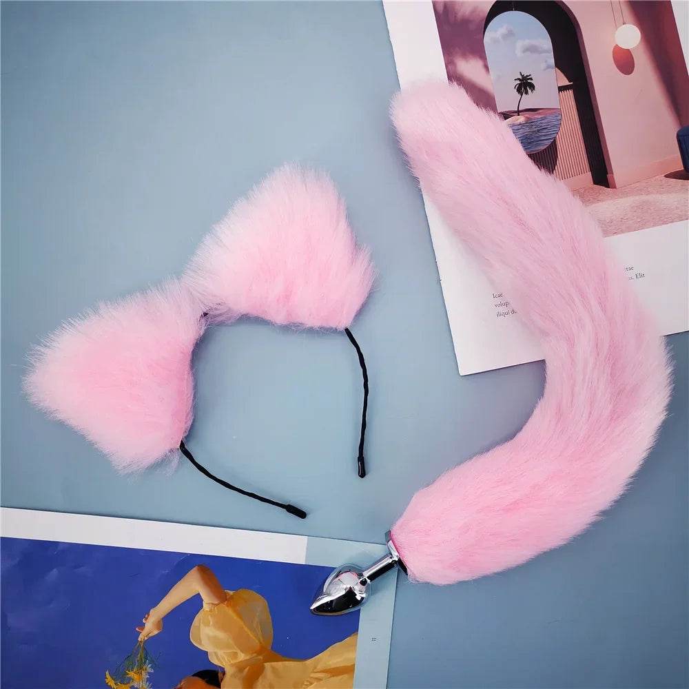 40cm Kawaii Plush Ears & Tail Set (Colors) - Puppy's Aesthetics