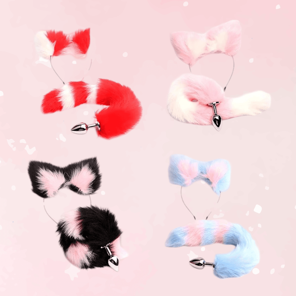 40cm Kawaii Plush Ears & Tail Set (Colors) - Puppy's Aesthetics