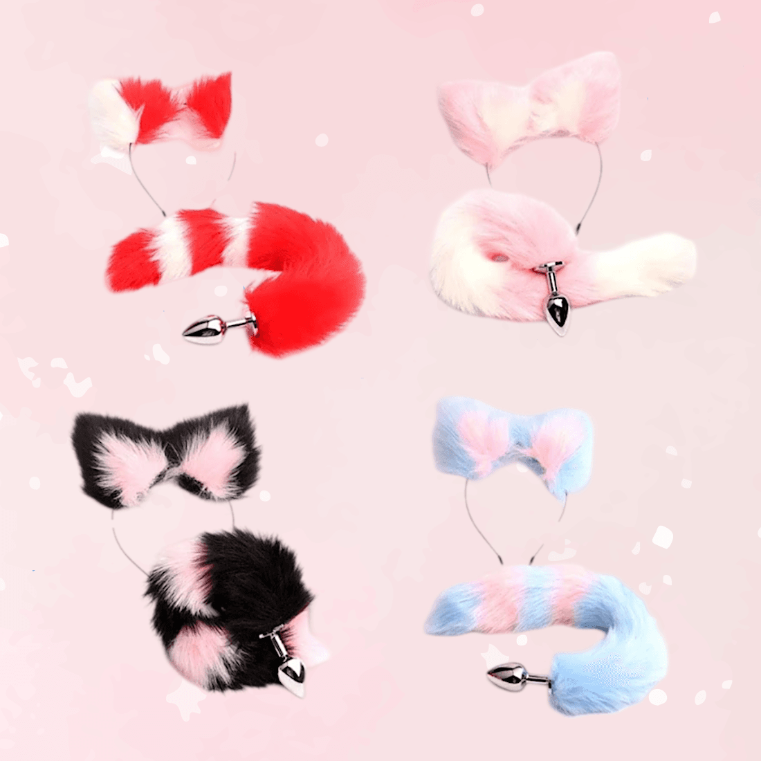 40cm Kawaii Plush Ears & Tail Set (Colors) - Puppy's Aesthetics