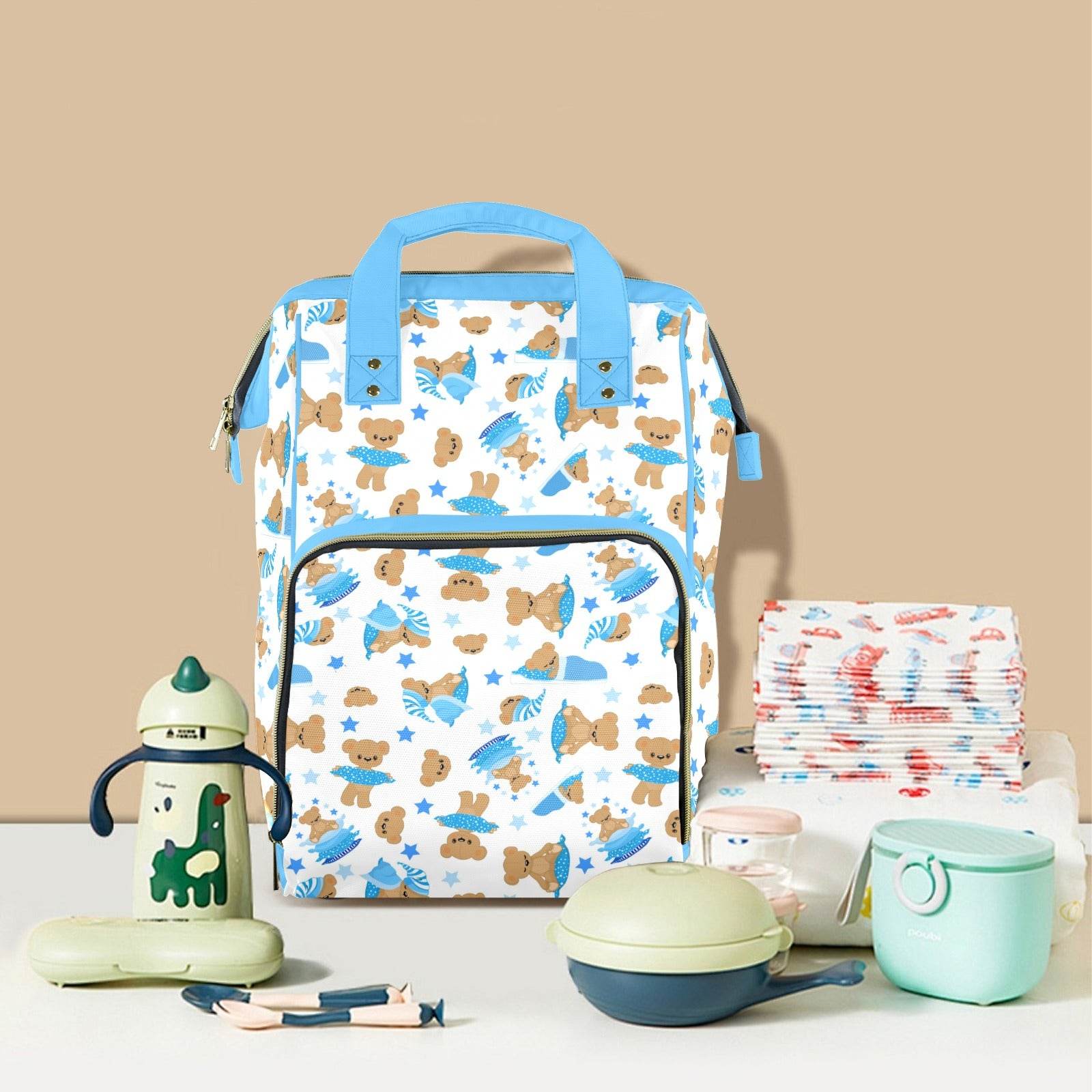 Cozy Blue Bear Large Diaper Bag - Puppy's Aesthetics