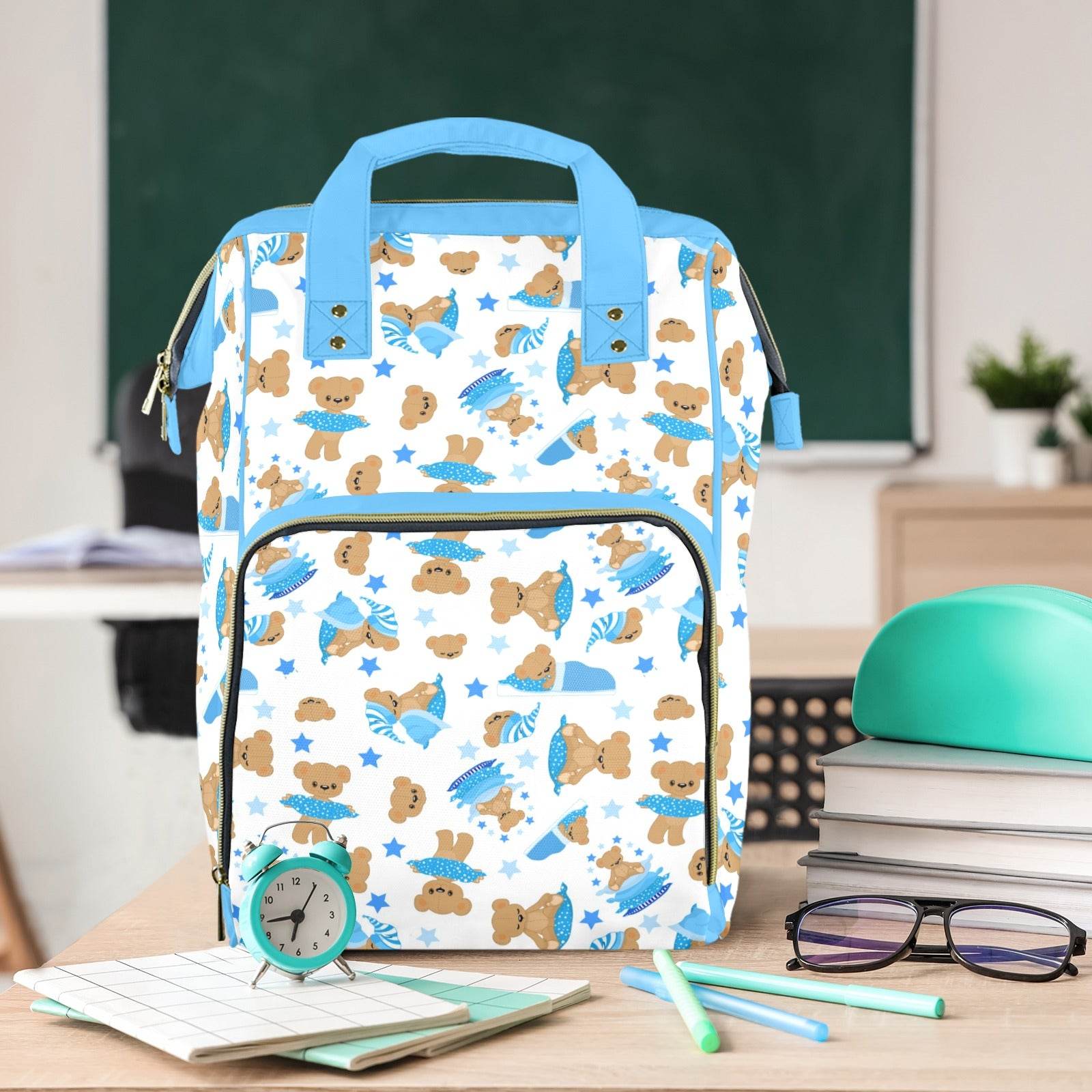 Cozy Blue Bear Large Diaper Bag - Puppy's Aesthetics