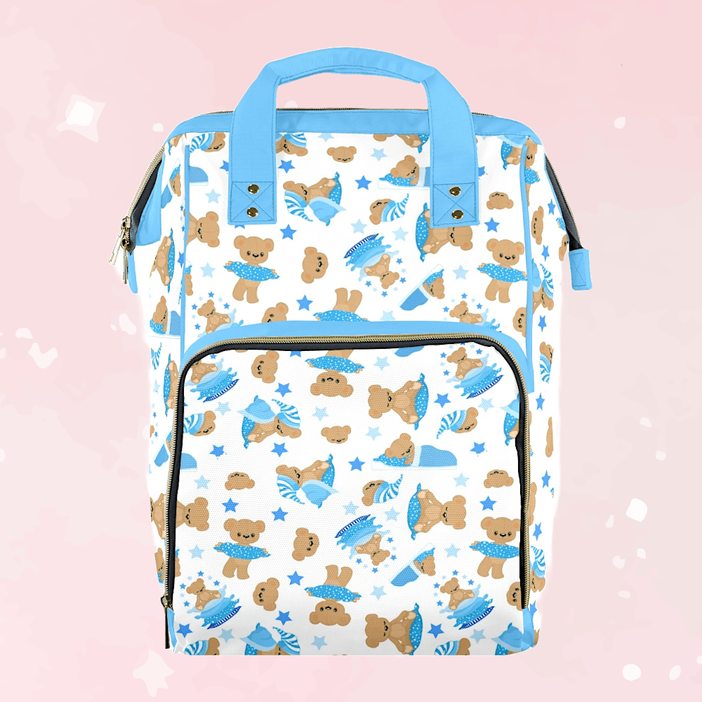 Cozy Blue Bear Large Diaper Bag - Puppy's Aesthetics