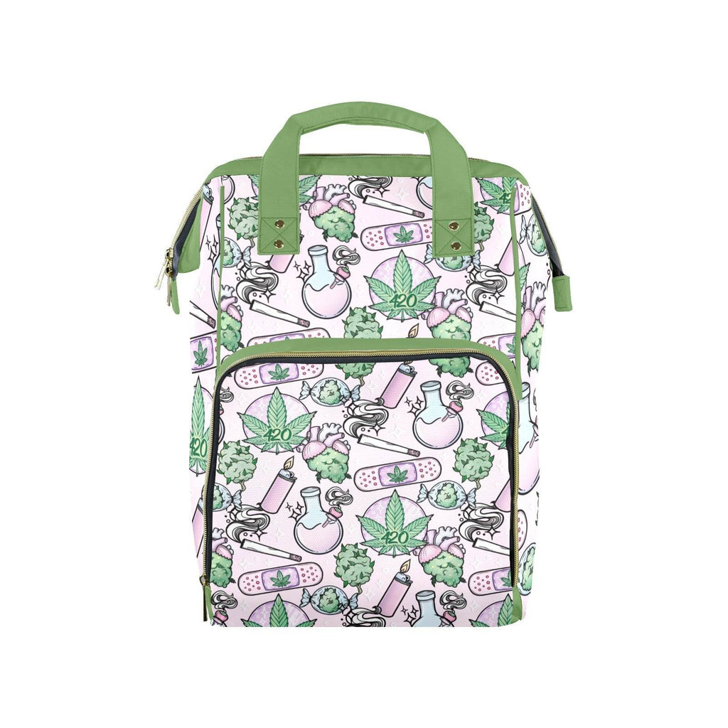 Pink Cannabis Large Diaper Bag - Puppy's Aesthetics