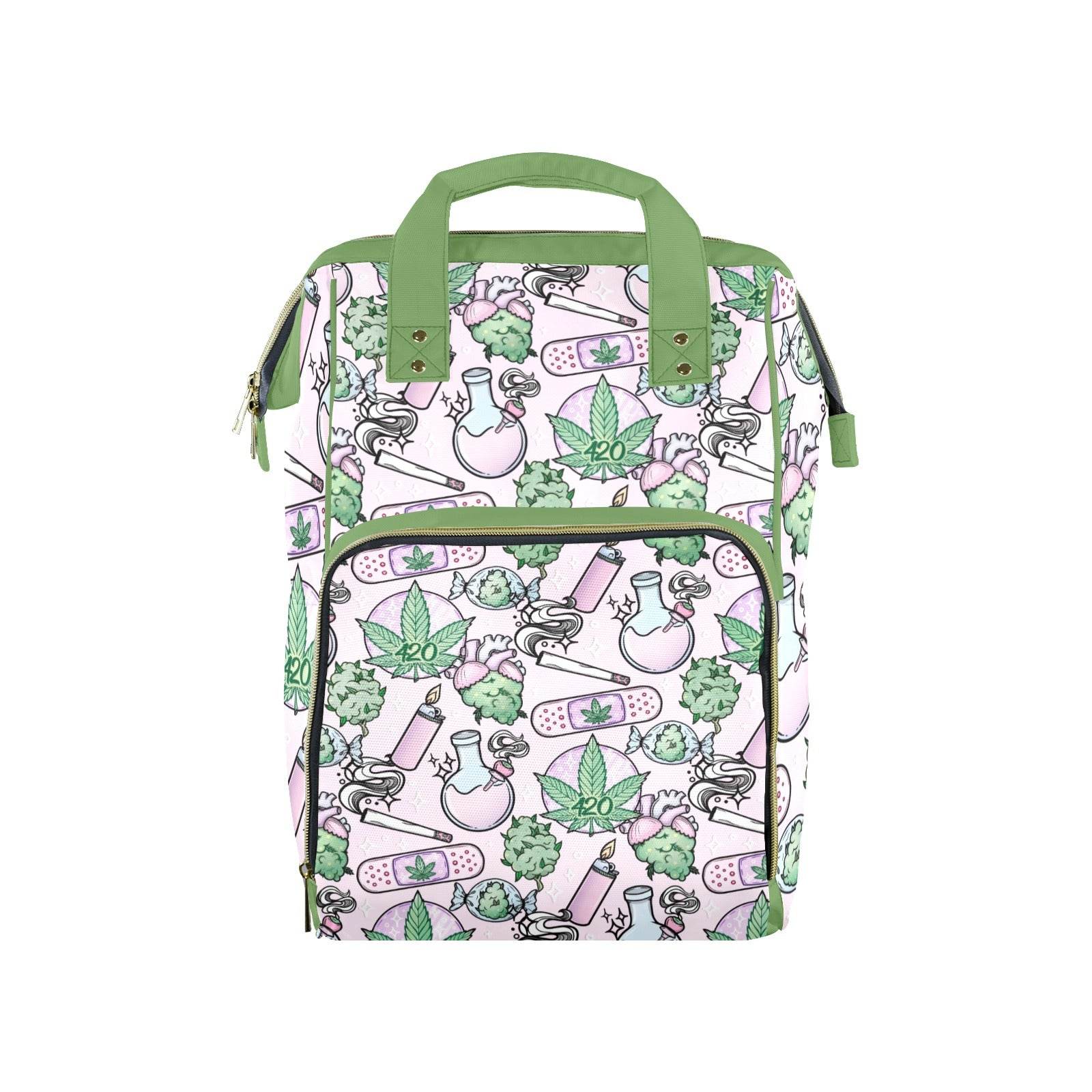 Pink Cannabis Large Diaper Bag - Puppy's Aesthetics