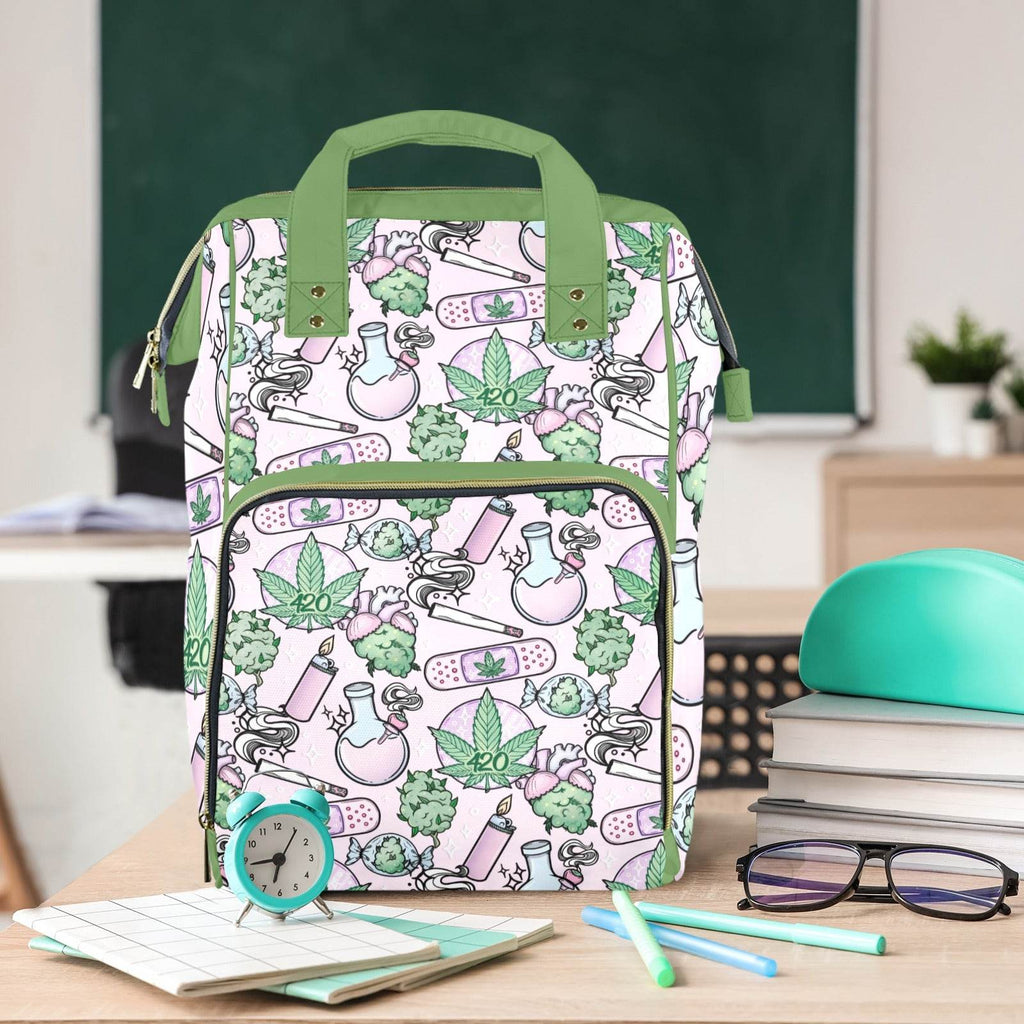 Pink Cannabis Large Diaper Bag - Puppy's Aesthetics